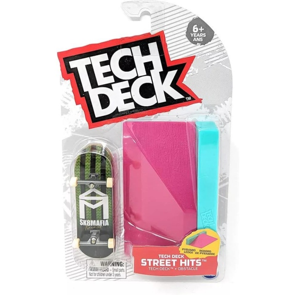 Tech Deck Street Hits 2021 Series Sk8Mafia Skateboards Wes Kremer House Stripes Green Complete Fingerboard And Pyramid Ledge Obstacle