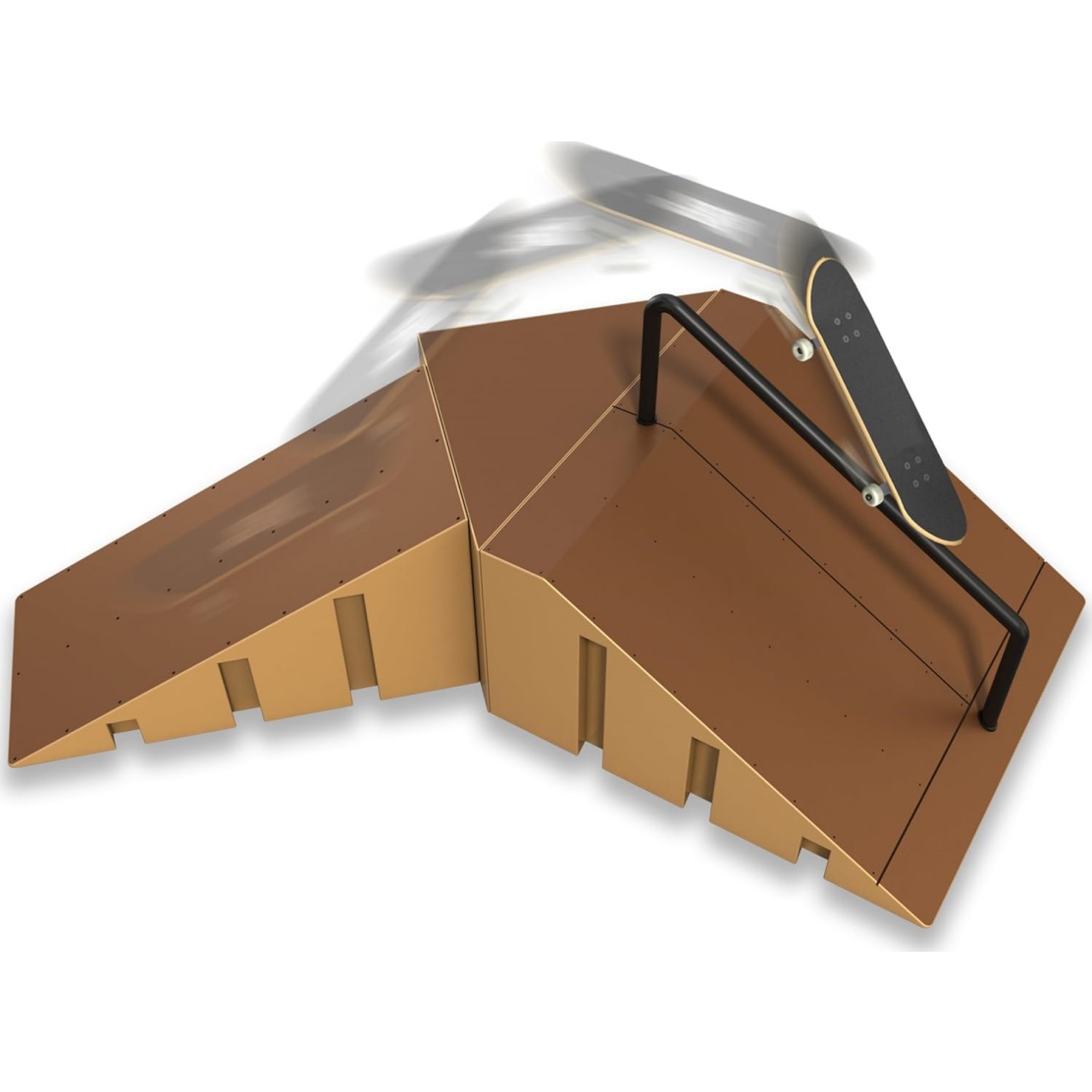 Tech Deck - Build-A-Park - Flat Ramp Grind Rail (Brown) - Image 7