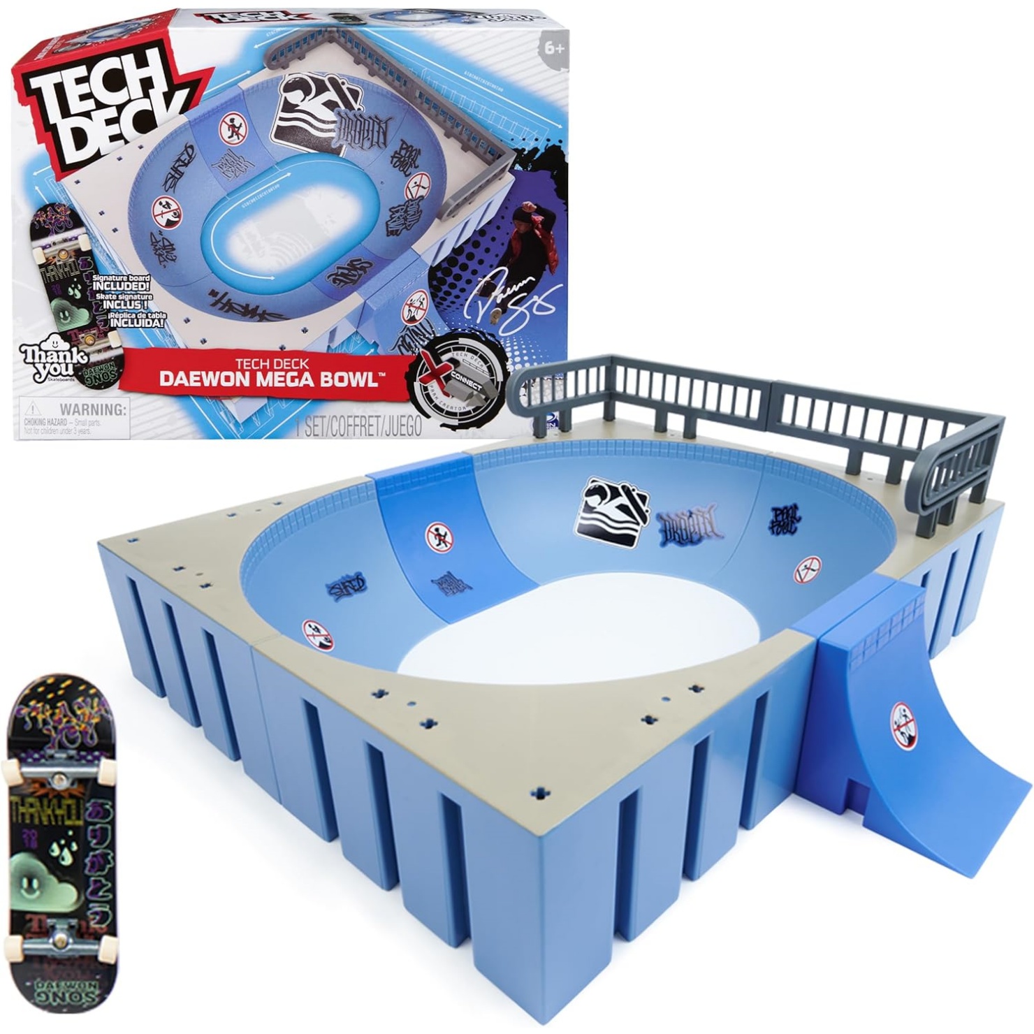 Tech Deck, Daewon Mega Bowl, X-Connect Park Creator, Customizable And Buildable Ramp Set With Exclusive Fingerboard, Kids Toy For Ages 6 And Up