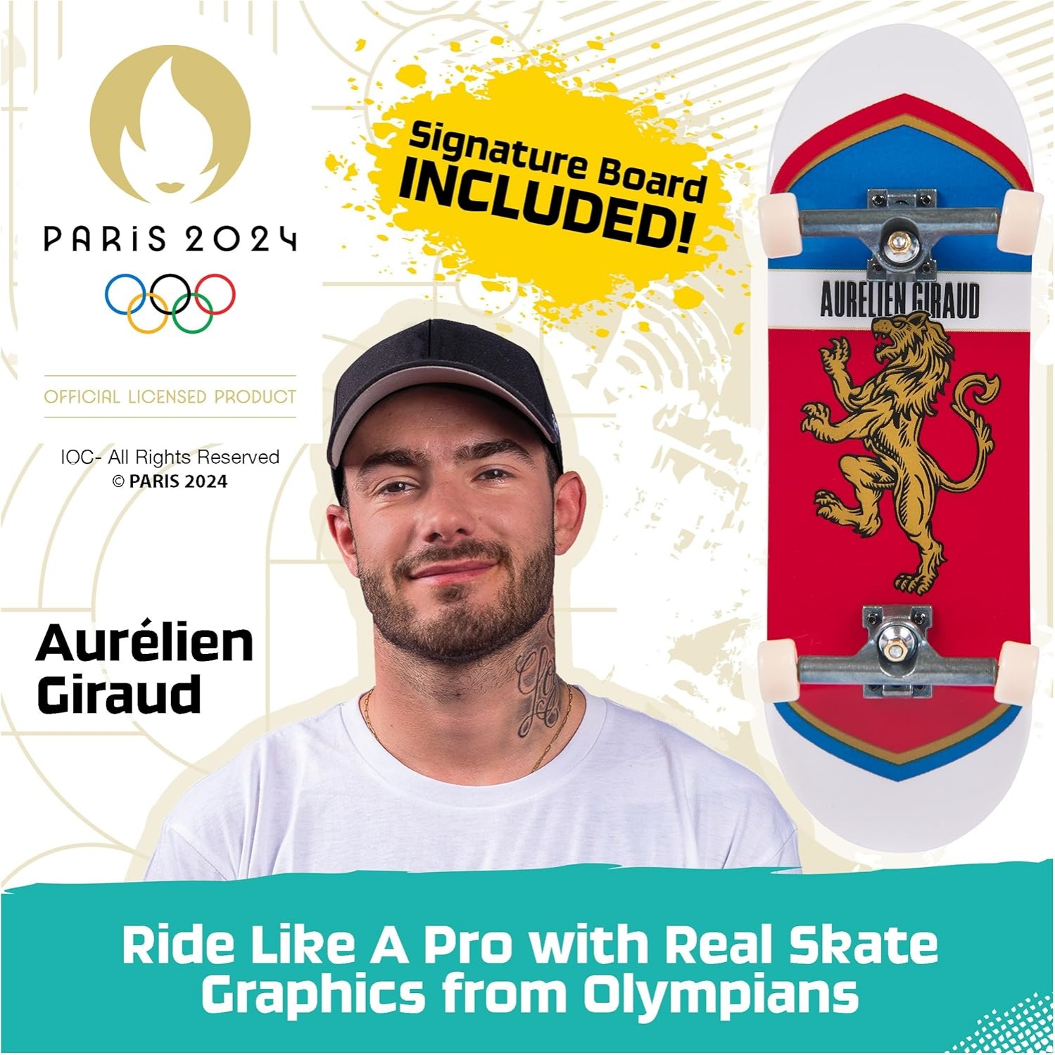 Tech Deck, Aurelien Giraud's Olympic Games Paris 2024 Ramp Customizable X-Connect Park Creator Playset & Exclusive Fingerboard, Kids Toy For Ages 6+ - Image 3