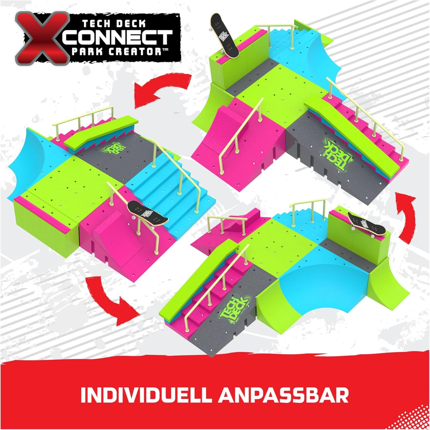 Tech Deck, Neon Mega Park X-Connect Creator, Customizable Glow-In-The-Dark Ramp Set With 2 Blind Skateboard Fingerboards, 90+ Pieces, Gift For Ages 6+ - Image 4