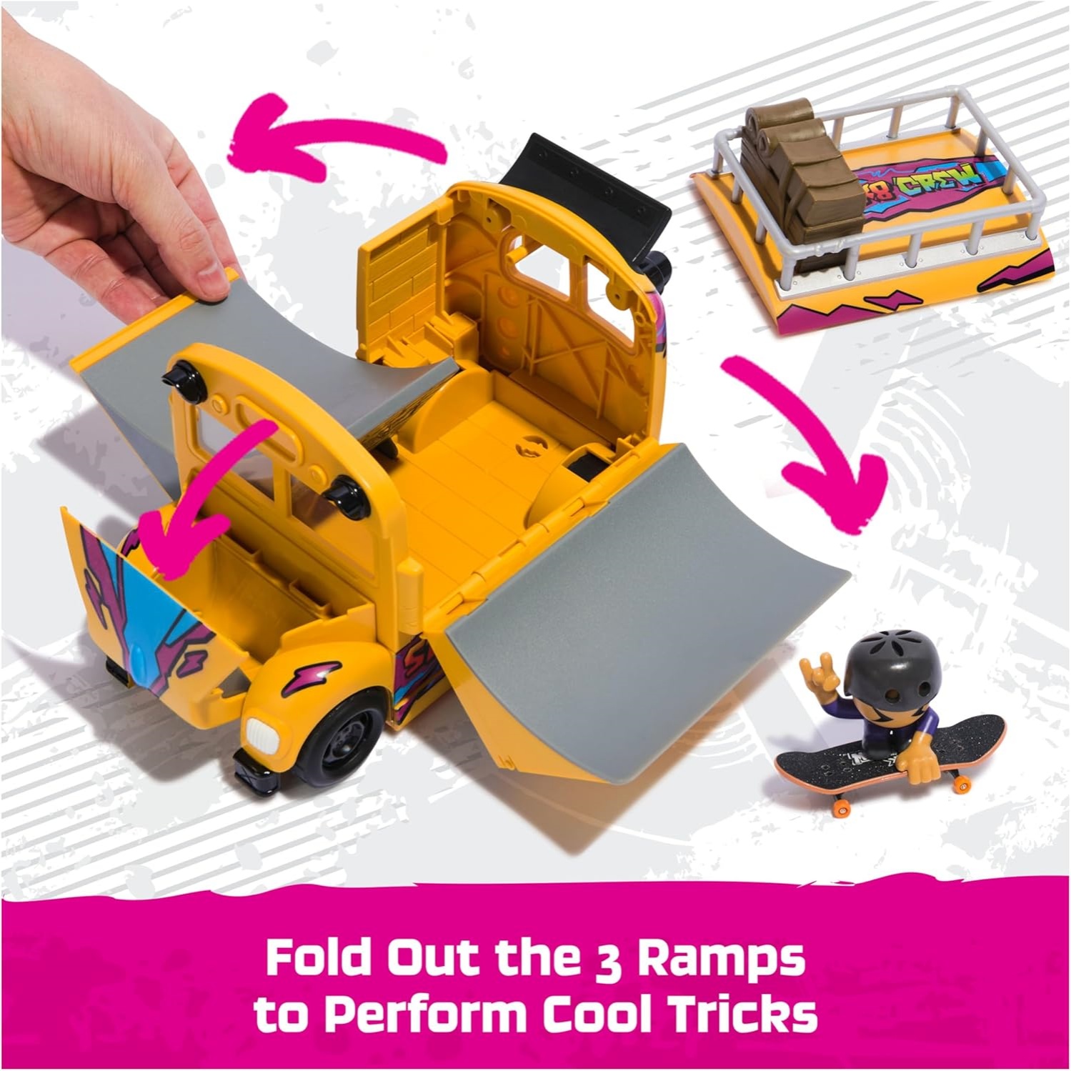 Tech Deck Sk8 Crew 2-In-1 Transforming Ultra Sk8 Bus & Storage With Fingerboard & Figure, Collectible Mini Skateboards, Kids Toys For Ages 5 And Up - Image 5