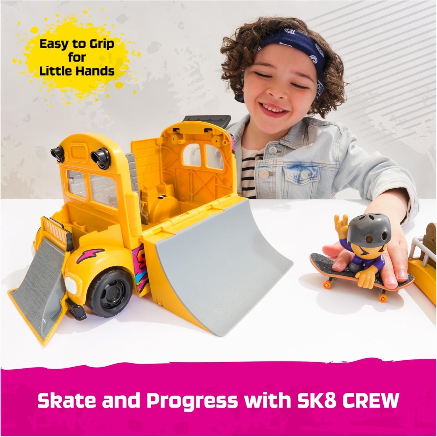 Tech Deck Sk8 Crew 2-In-1 Transforming Ultra Sk8 Bus & Storage With Fingerboard & Figure, Collectible Mini Skateboards, Kids Toys For Ages 5 And Up - Image 2