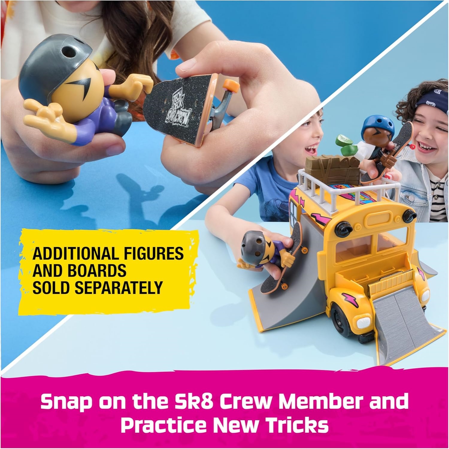 Tech Deck Sk8 Crew 2-In-1 Transforming Ultra Sk8 Bus & Storage With Fingerboard & Figure, Collectible Mini Skateboards, Kids Toys For Ages 5 And Up - Image 4