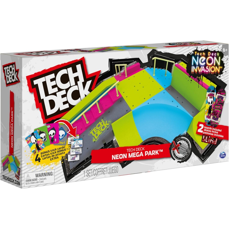 Tech Deck, Neon Mega Park X-Connect Creator, Customizable Glow-In-The-Dark Ramp Set With 2 Blind Skateboard Fingerboards, 90+ Pieces, Gift For Ages 6+ - Image 11