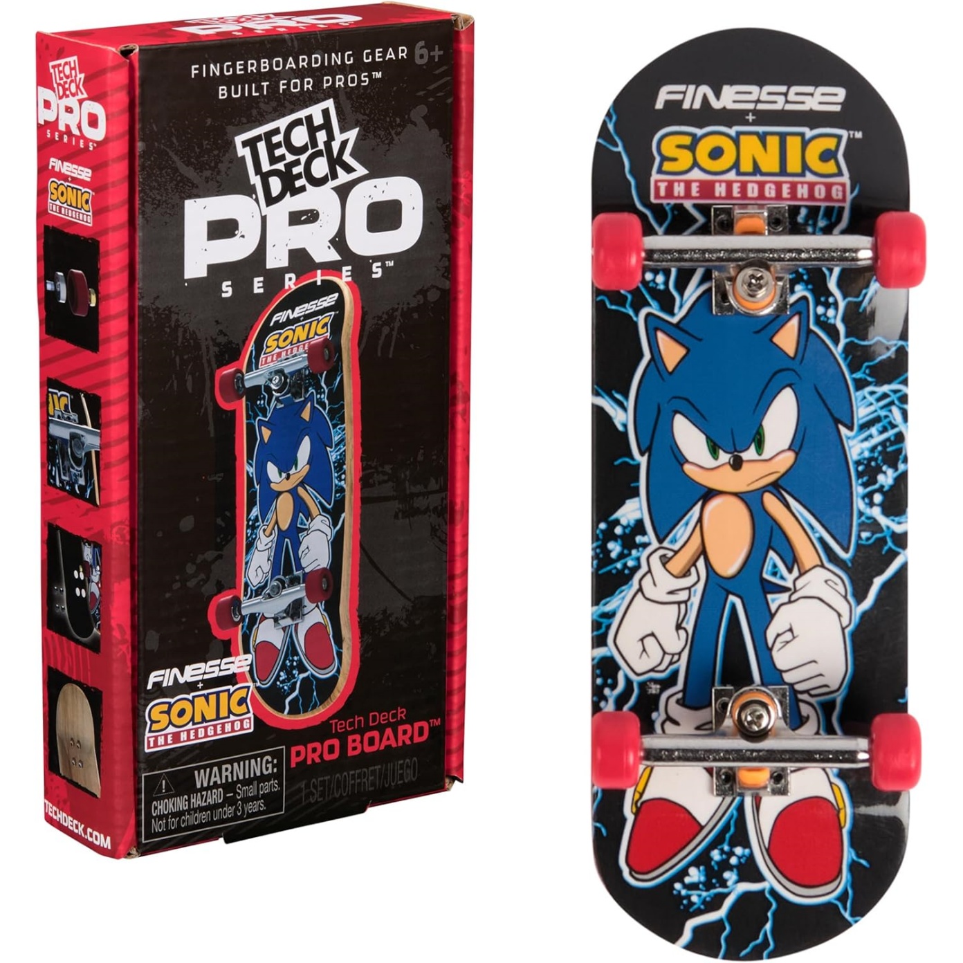 Tech Deck, Finesse X Sonic The Hedgehog Pro Series Finger Board With Storage Display, Built For Pros; Authentic Mini Skateboards, Kids Toys For Ages 6 And Up