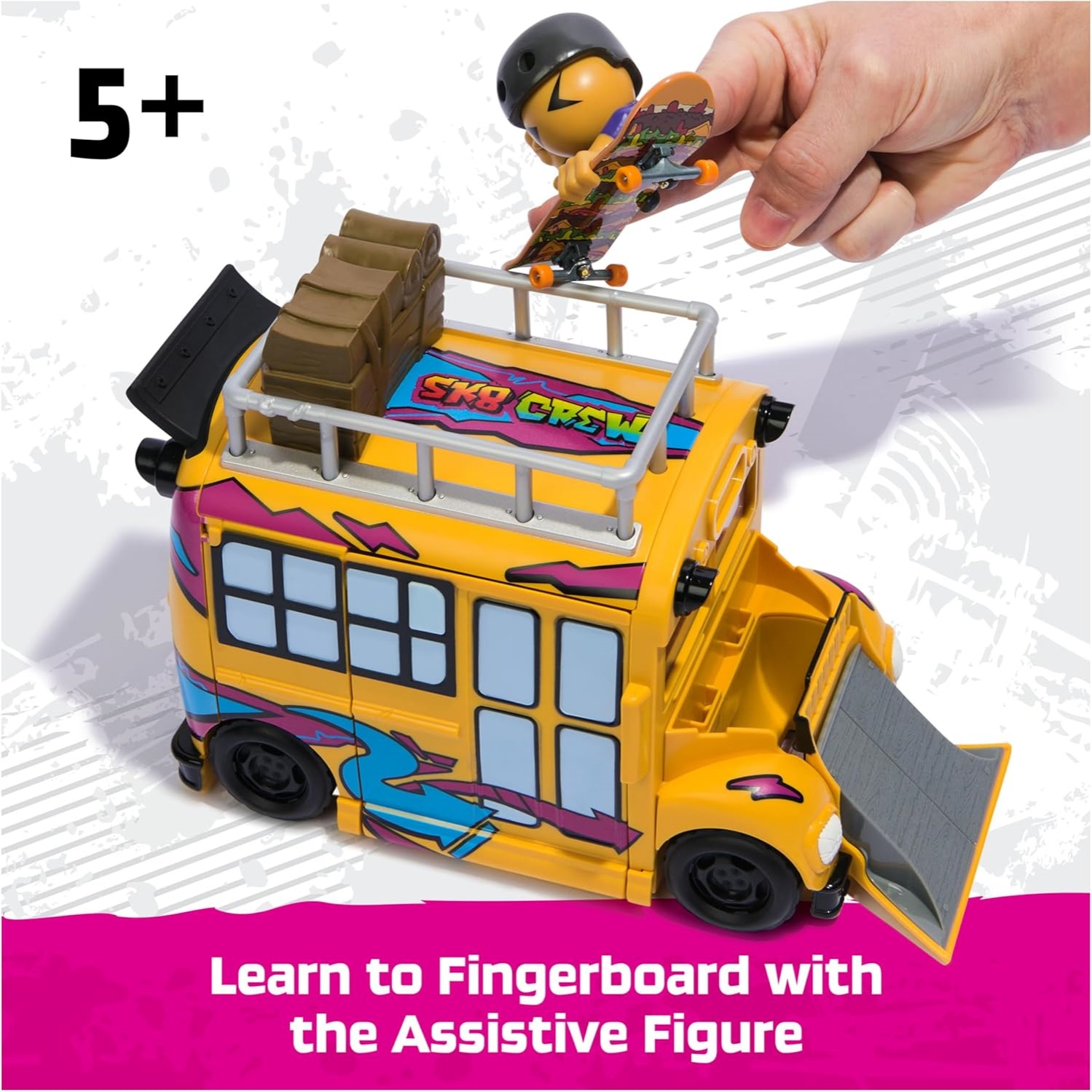 Tech Deck Sk8 Crew 2-In-1 Transforming Ultra Sk8 Bus & Storage With Fingerboard & Figure, Collectible Mini Skateboards, Kids Toys For Ages 5 And Up - Image 3