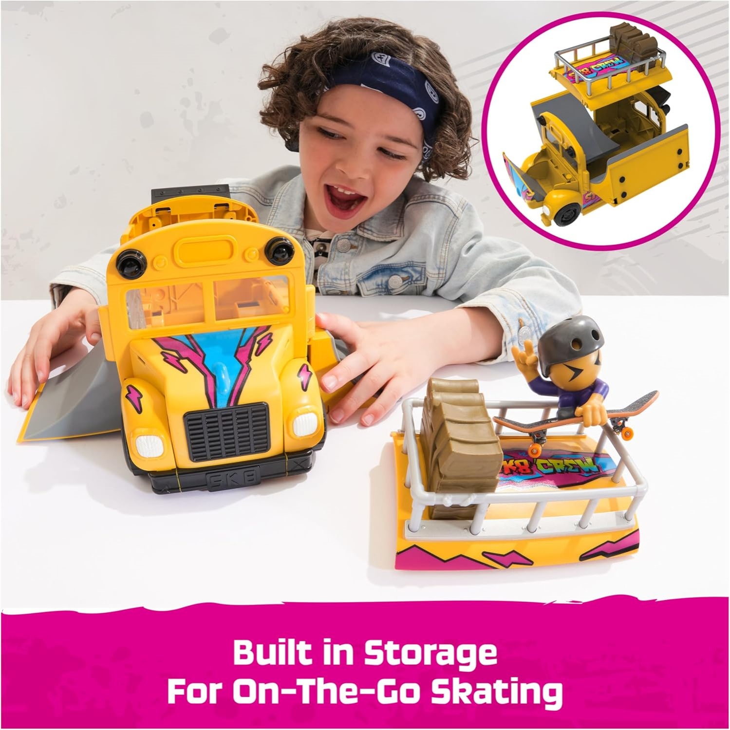 Tech Deck Sk8 Crew 2-In-1 Transforming Ultra Sk8 Bus & Storage With Fingerboard & Figure, Collectible Mini Skateboards, Kids Toys For Ages 5 And Up - Image 6