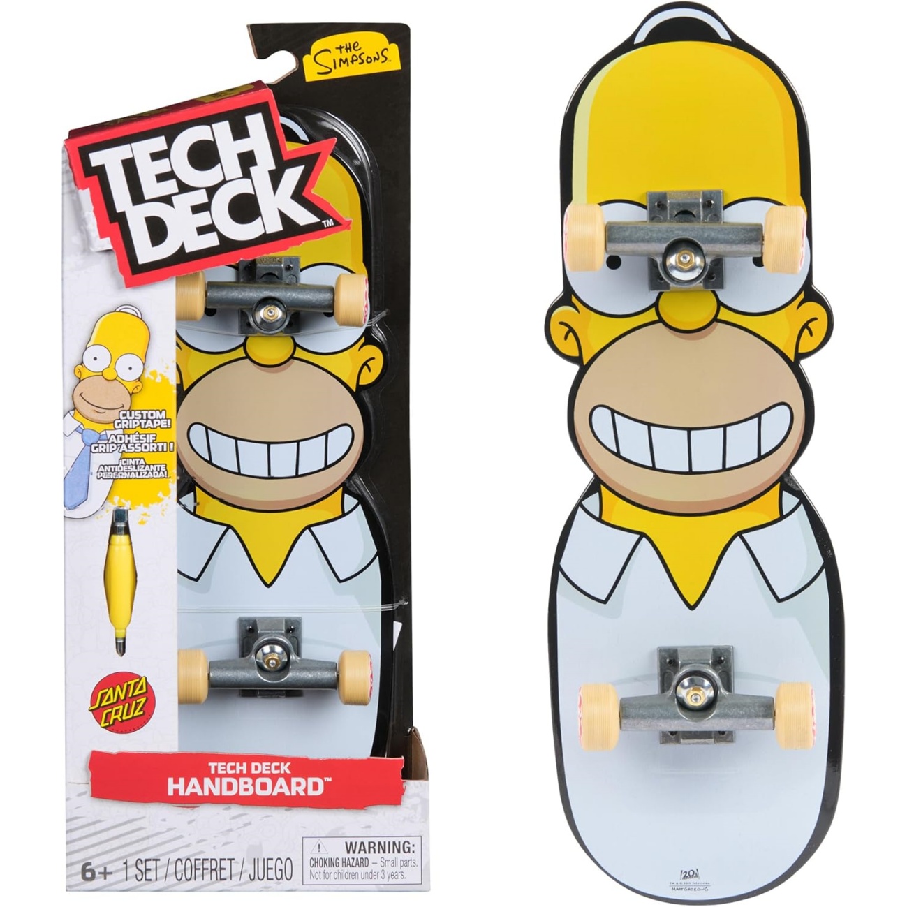 Tech Deck, The Simpsons Santa Cruz & Homer Mini Skateboard For Tricks With Hands, Original Skateboard Graphics And License, Ages 6 And Up, Not Suitable To Stand On