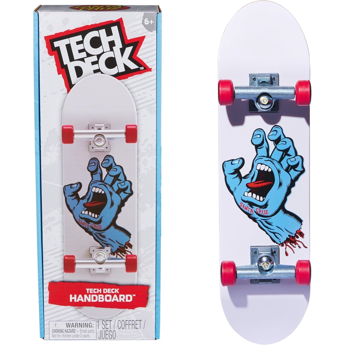 Tech Deck, Santa Cruz Handboard; Authentic Mini Skateboards, Kids Toys For Boys & Girls, Ages 6 And Up (Hands Use Only)