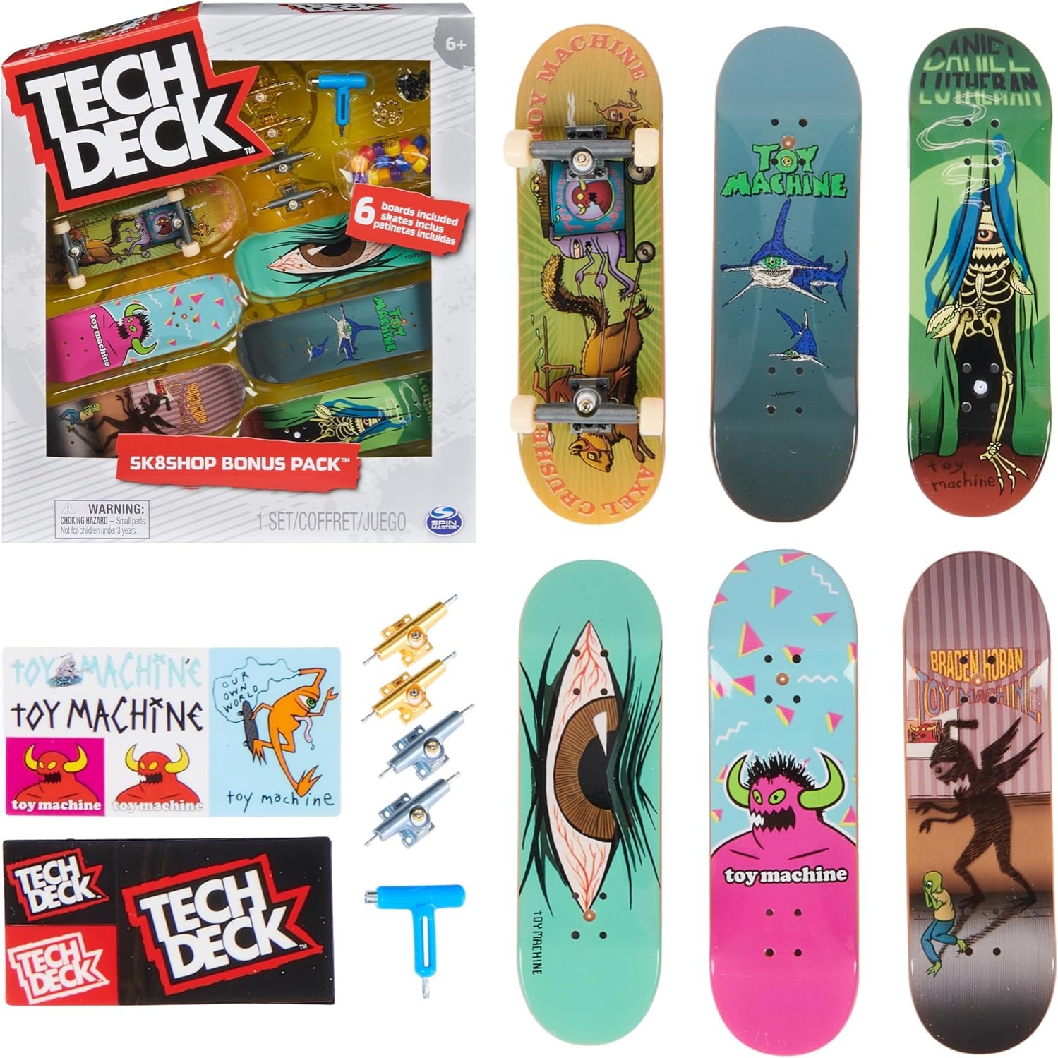 Tech Deck, Toy Machine Sk8Shop Fingerboard Bonus Pack, Collectible And Customizable Mini Skateboards, Kids Toys For Ages 6 And Up