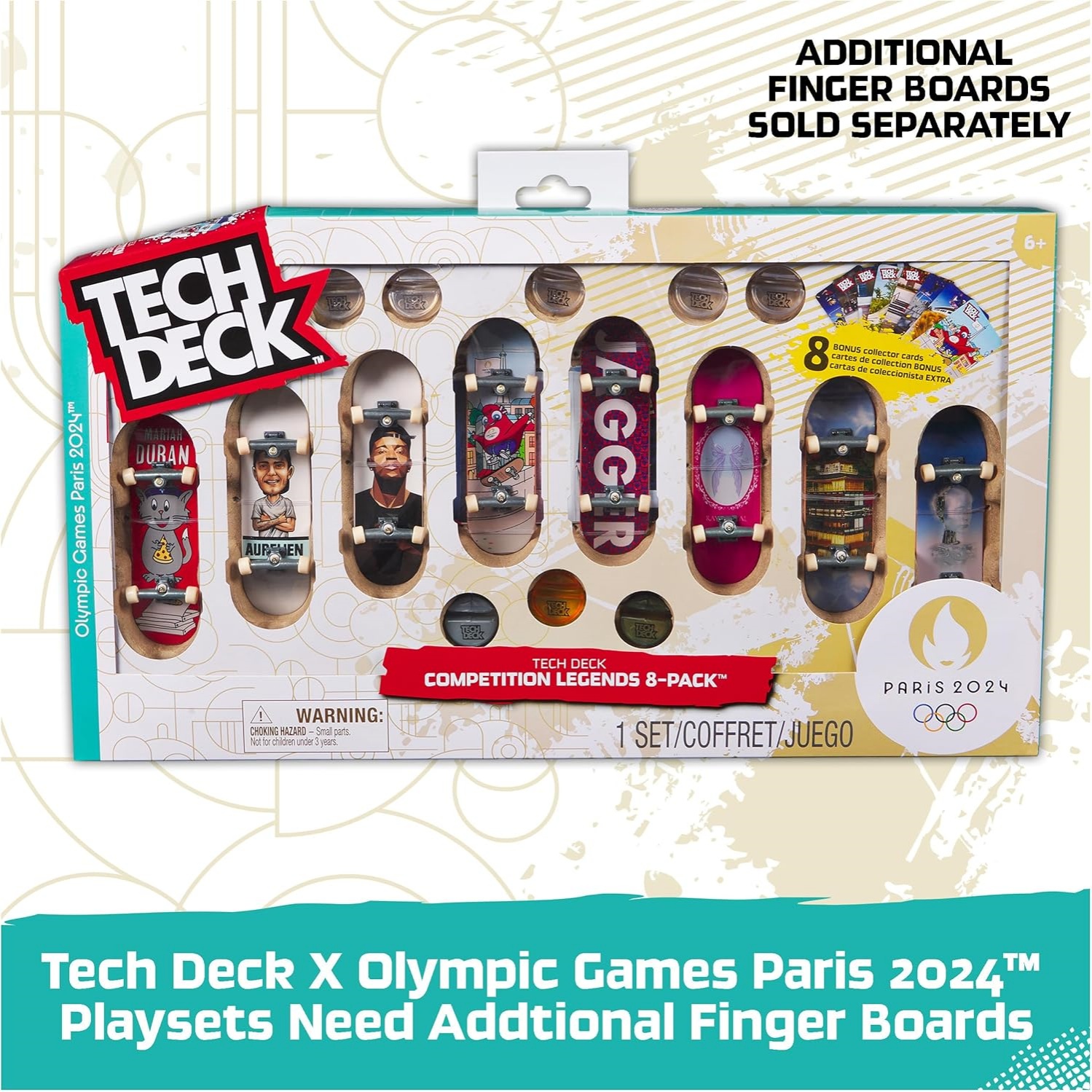 Tech Deck, Aurelien Giraud's Olympic Games Paris 2024 Ramp Customizable X-Connect Park Creator Playset & Exclusive Fingerboard, Kids Toy For Ages 6+ - Image 6