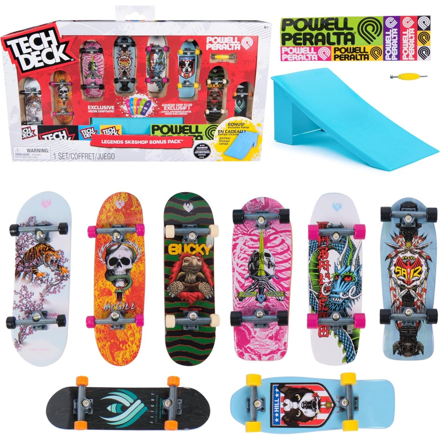 Tech Deck, Powell Peralta Legends Sk8Shop Bonus Pack With Ramp, Collectible And Customizable Mini Skateboards, Kids Toys For Ages 6 And Up